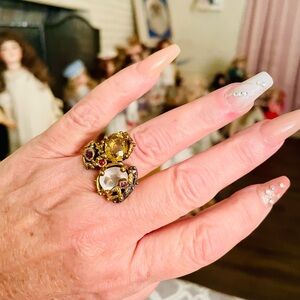 Multi gemstone sterling silver ring